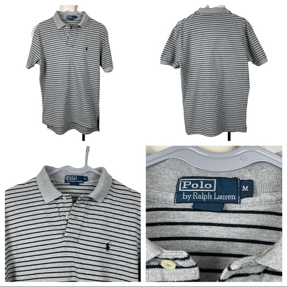 Polo Ralph Lauren Other - Polo Ralph Lauren Grey & Black Striped Cotton Polo Medium